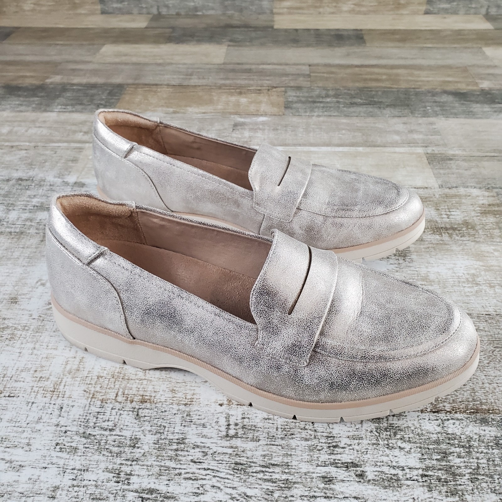 Dr Scholls Nice Day Womens Loafers Sz 11 M Metallic Slip On Shoes